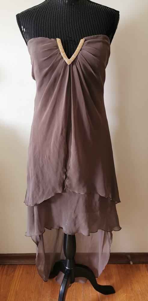 Marineblu Brown Strapless High Low Dress Size L
